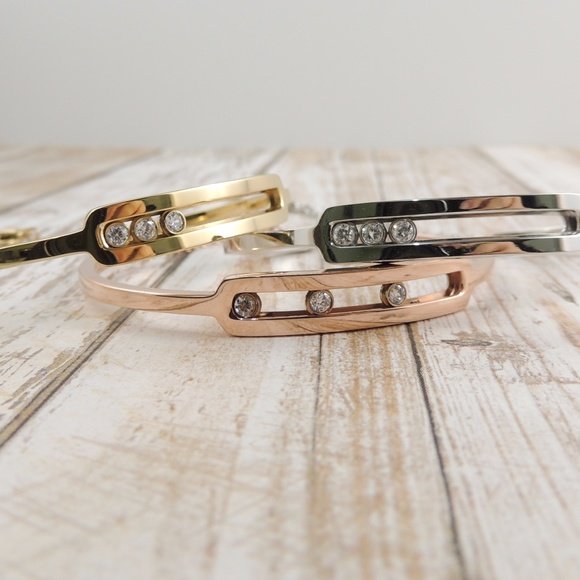 Sliding Moving Stones Cuff Bracelet - Picture 2 of 8